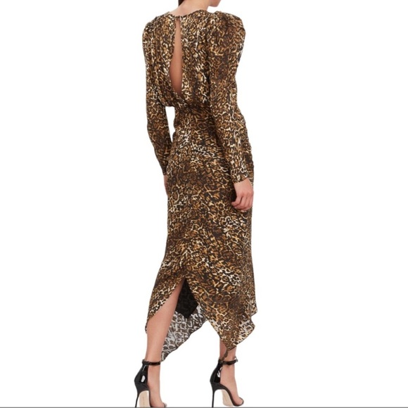 Ronny Kobo Anthropologie Astrid Sm Leopard Print Brown Black Ruched Sheath Midi - Picture 3 of 16